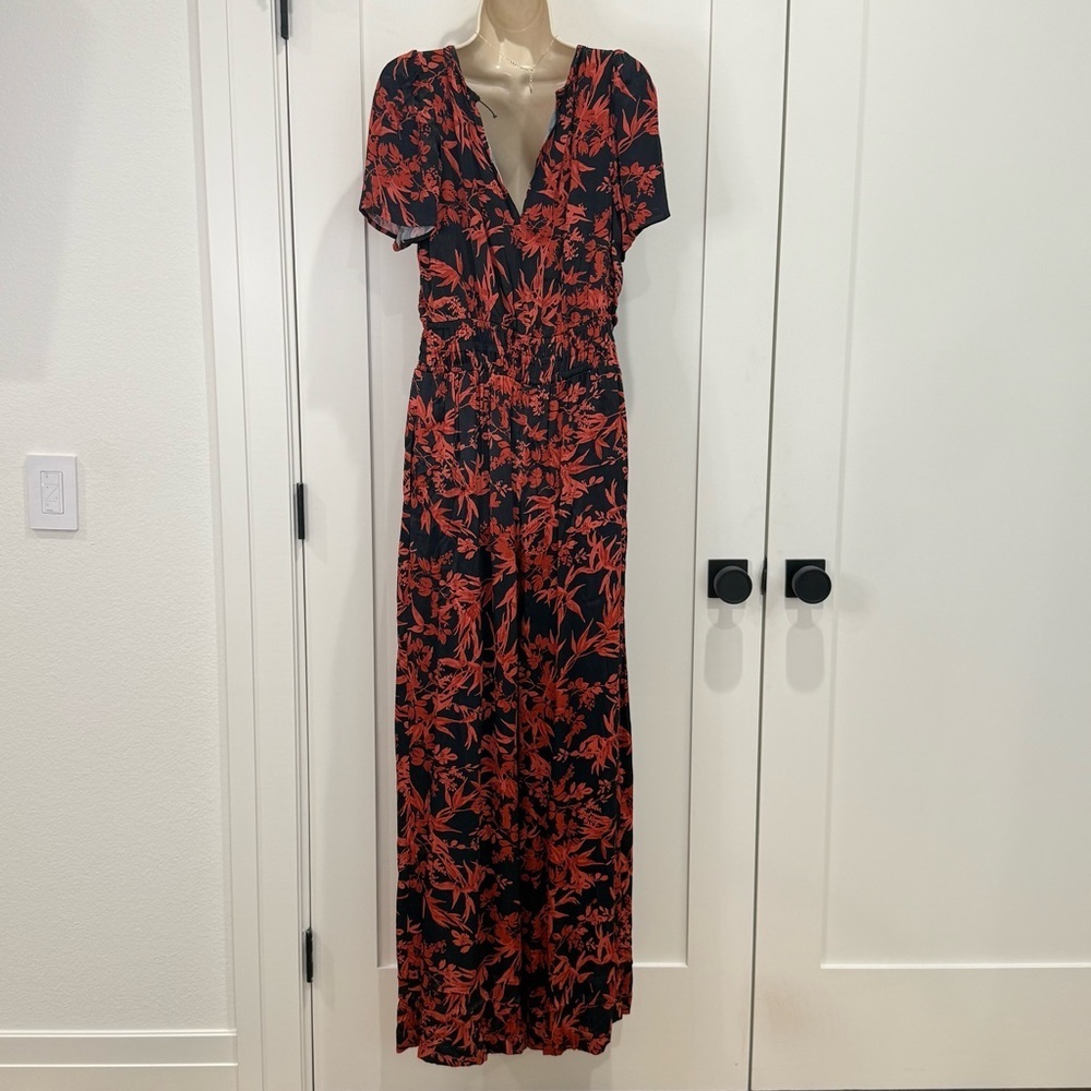 Anthropologie The Somerset Floral Jumpsuit Satin Red Small Wedding Festival Chic - Picture 7 of 15